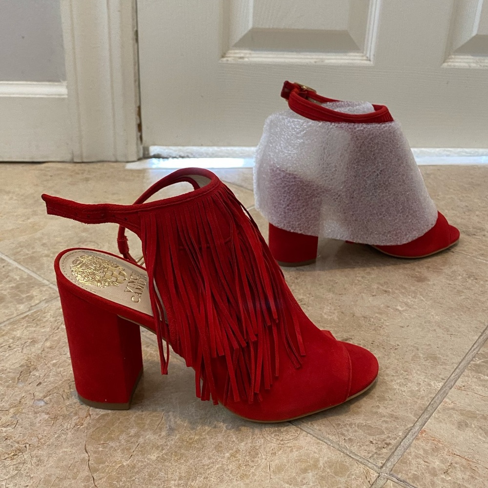 Vince Camuto size 7 never worn red tassel heels